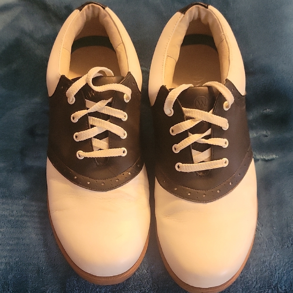 Classic White and Black Women's Saddle Shoes